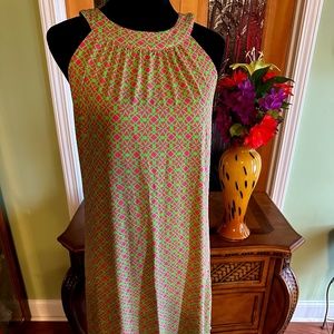 Banana Boat Smooth Stretch Geo Print Halter Tank Dress Size Large NWT
